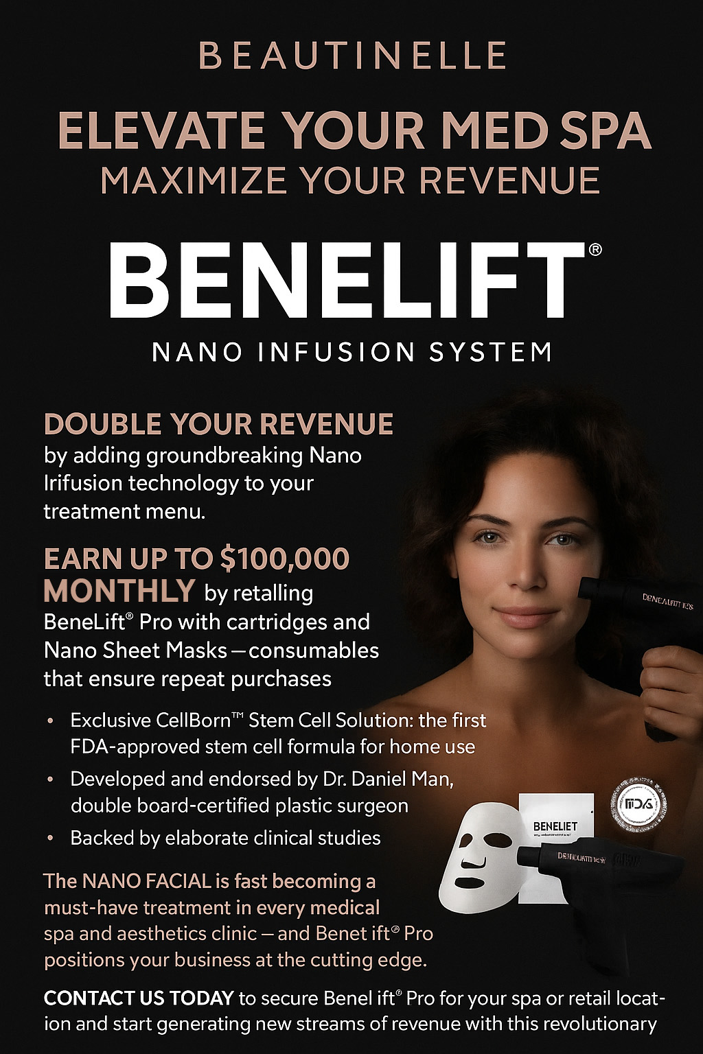 Beautinelle Launches BeneLift Pro: A Groundbreaking FDA-Approved Nano Infusion Device
